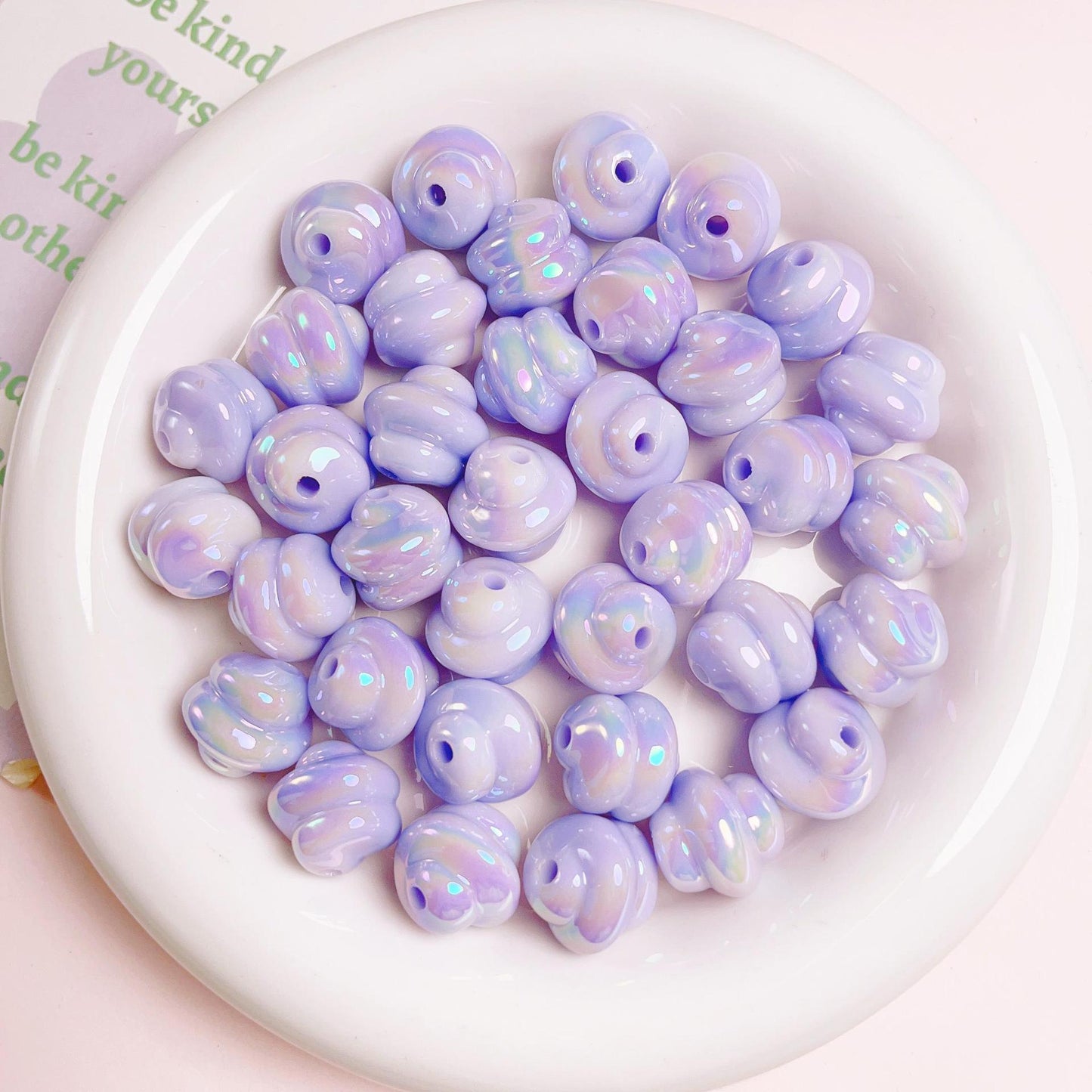 Glow Twisted Acrylic Beads 16mm Pastel Plating 20pcs 9