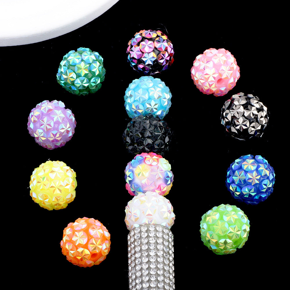 Floral Bubblegum Beads 16-20mm Frost Flower Pattern Multicolor 10pcs 2