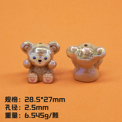 Plating 3D Animal Resin Beads Charming Glossy Disney Series 10pcs 12