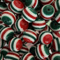 Striped Bubblegum Beads 20mm Chunky Christmas Red White Green 10pcs