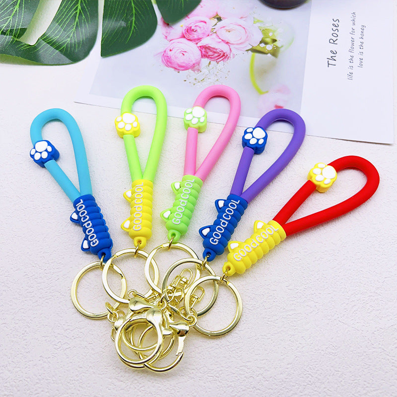 PVC Cat Claw Leather Lanyard Keychain Soft Rubber Paw Charm 3