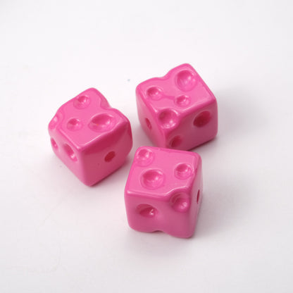 Painted Square Acrylic Beads 14mm Colored Baking Cheese Style 100pcs 9