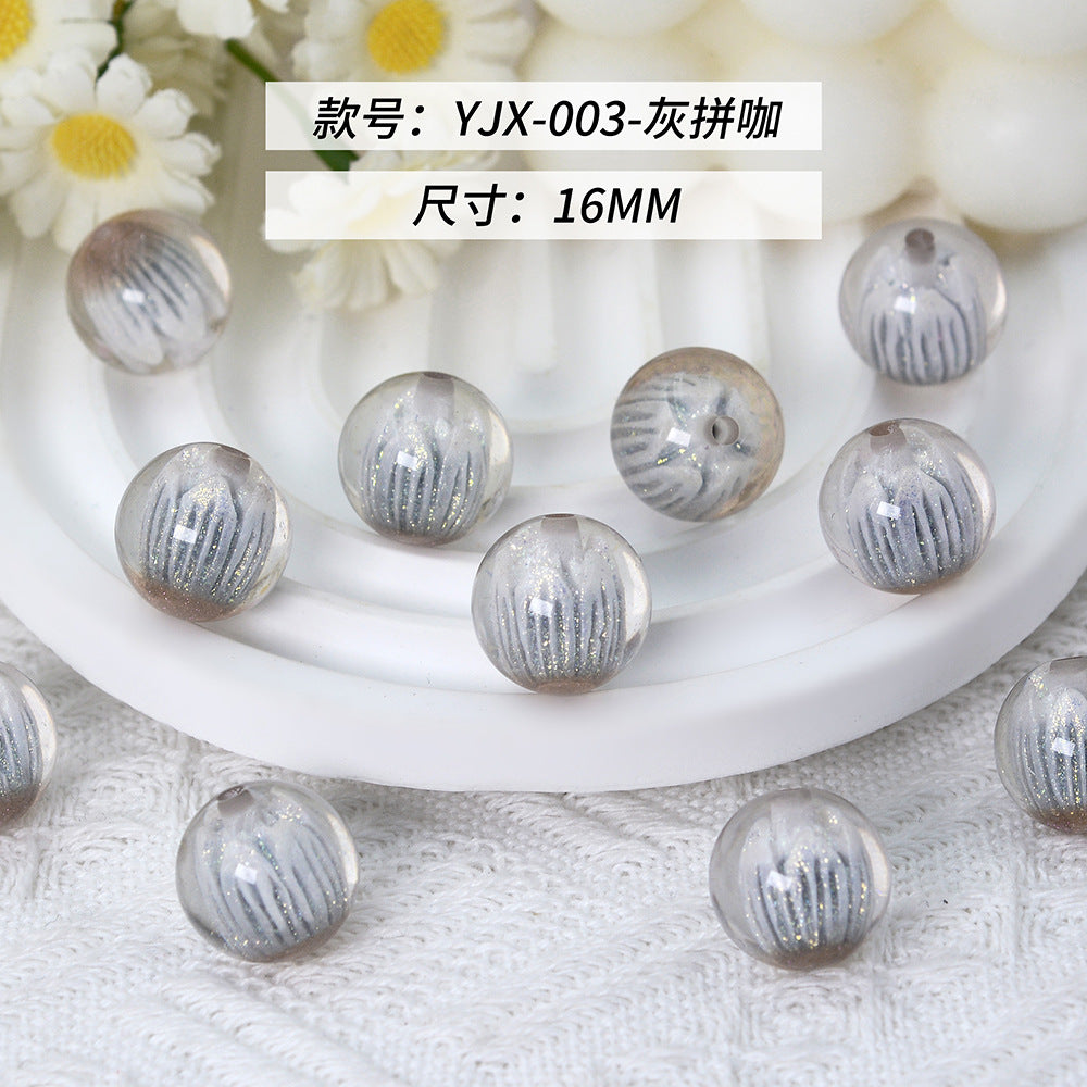 Clear Tulip Resin Beads 16mm Round Translucent Sparkle 10pcs 9