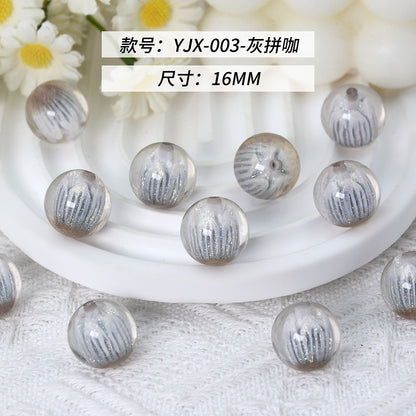 Clear Tulip Resin Beads 16mm Round Translucent Sparkle 10pcs 9