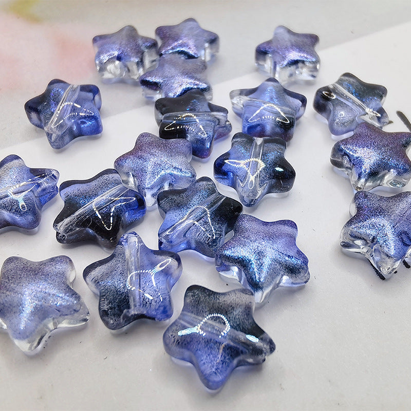Czech Glass Beads Star 8mm Perforated Multicolor 10pcs 17