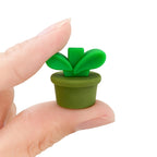Silicone 3D Focal Beads Flowerpot Grass With Leaf Cluster 20pcs 5