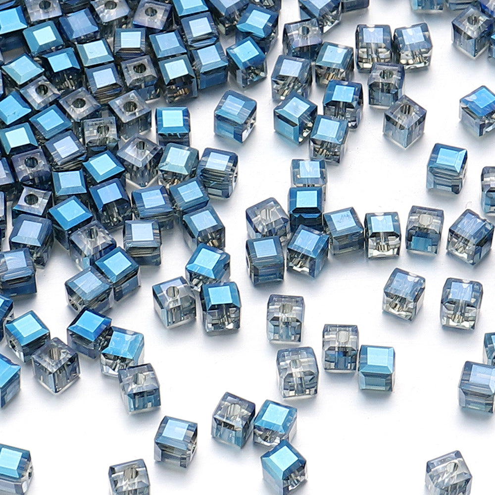 Transparent Square Glass Beads 8mm Iridescent Colors 50pcs 8