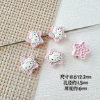 Star Shaped Metal Beads Adorable Painted Animals Glossy Alloy 10pcs 9