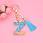 Blue Resin Tassel Monogram Keychain with Gold Flake Accent 54