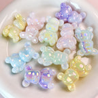 Glow In The Dark Plating Bear Acrylic Beads 24-34mm Two-Color 5pcs