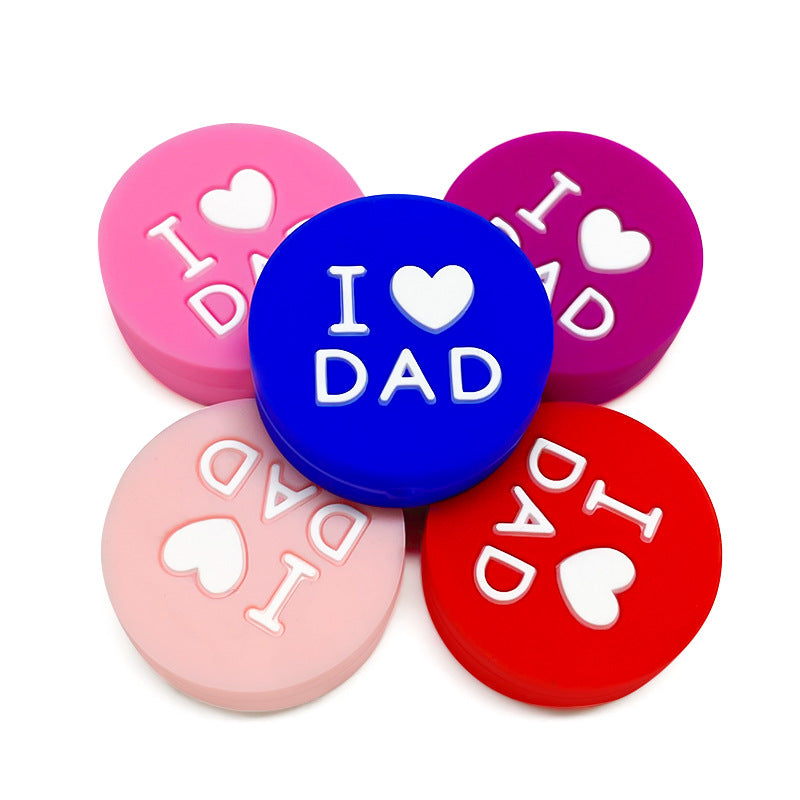 Silicone Focal Beads I Love Dad Embossed Text Solid Color 20pcs 4