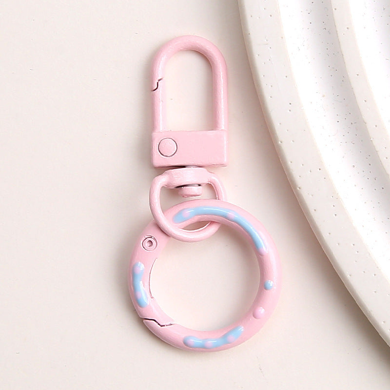 Zinc Alloy Donut Keychain Clasps Spray Painted Hand Paint 51mm 10pcs 11
