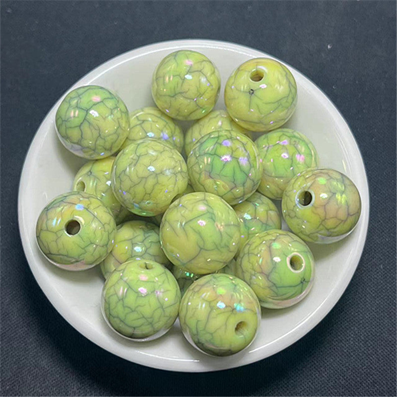Plated Round Acrylic Beads 16mm UV Crackle Imitation 100pcs 6
