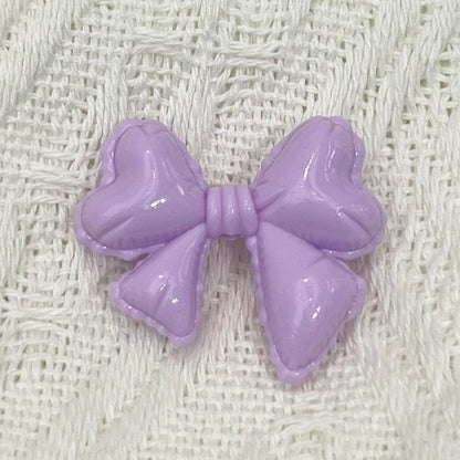 Hand Painted Balloon Bow Acrylic Beads 33mm Solid Color 10pcs 11