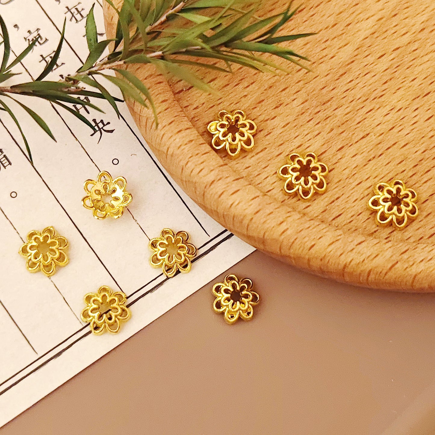 Alloy Flower Bead Caps 7mm Double-Layer Six-Petal 200pcs 4