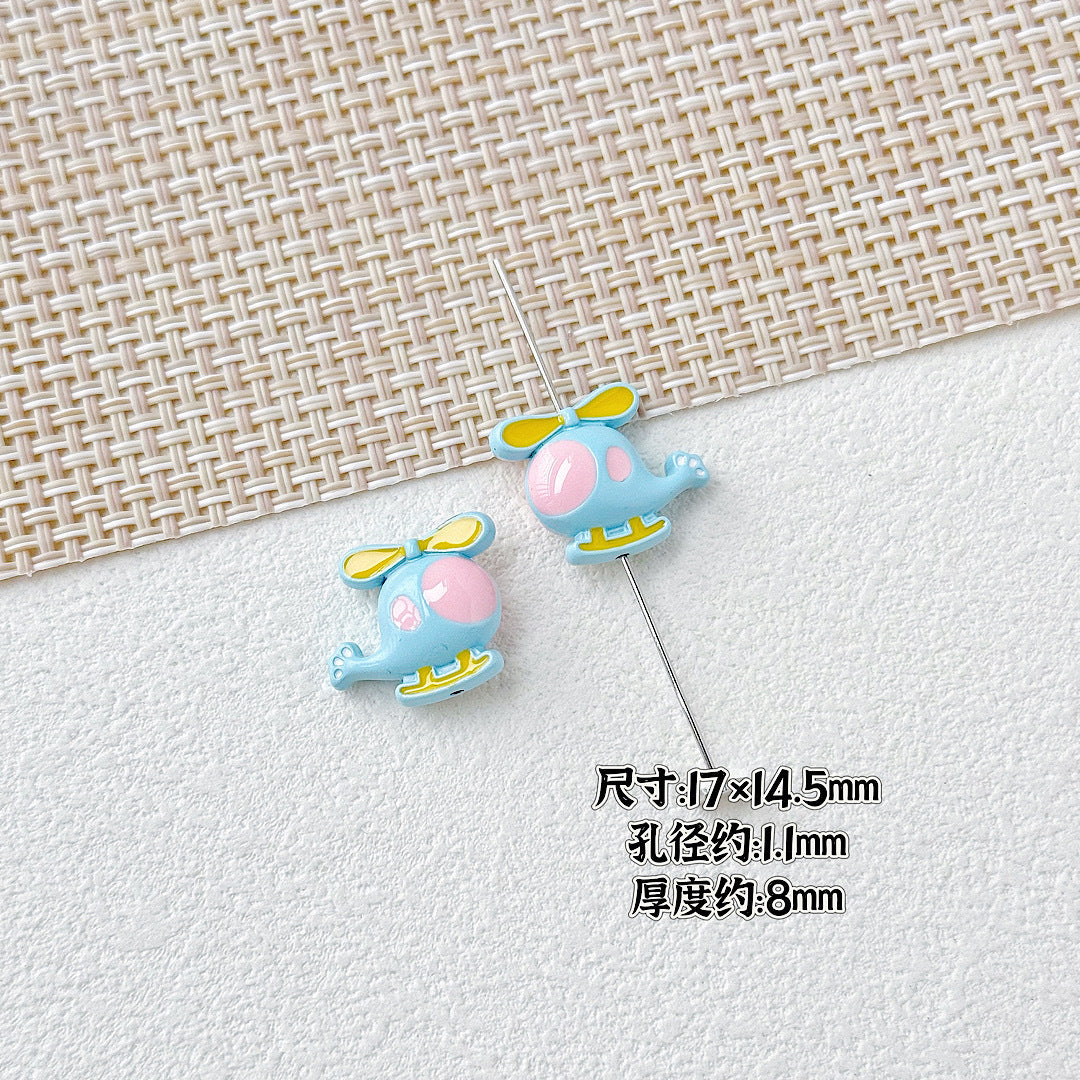 Helicopter and Satellite Metal Beads 17mm Painted Pastel Alloy 10pcs 7