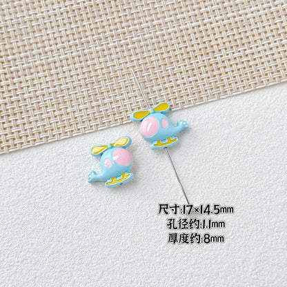 Helicopter and Satellite Metal Beads 17mm Painted Pastel Alloy 10pcs 7