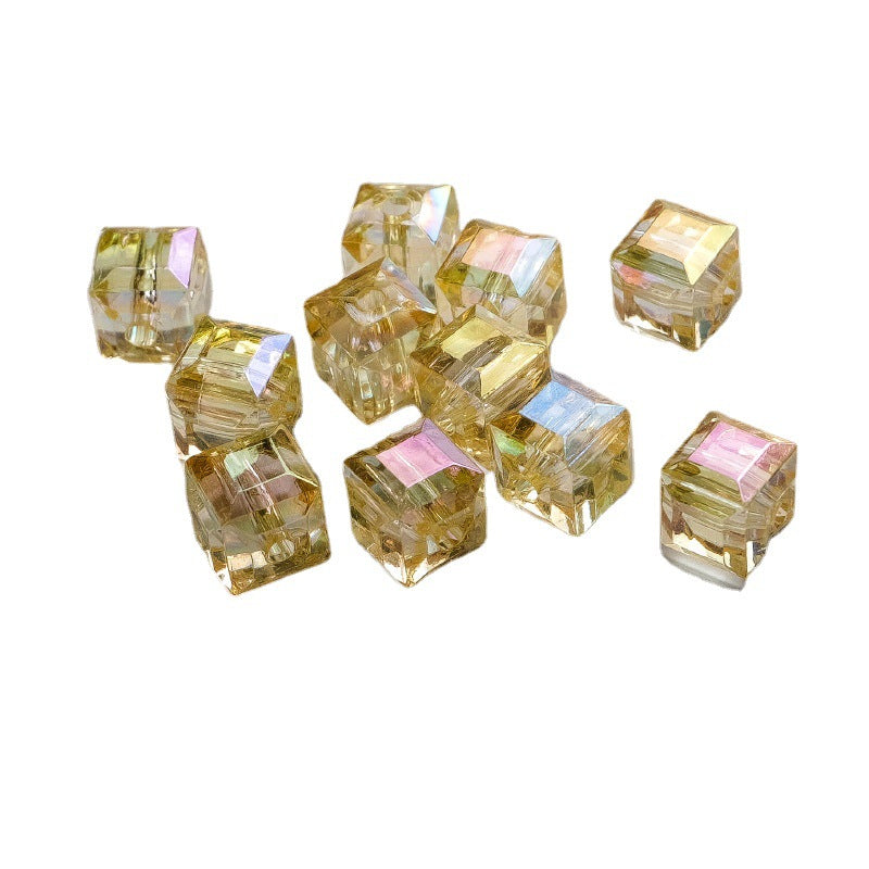 Transparent Faceted Square Acrylic Beads 8mm Plating Pastel Glow 500pcs 2