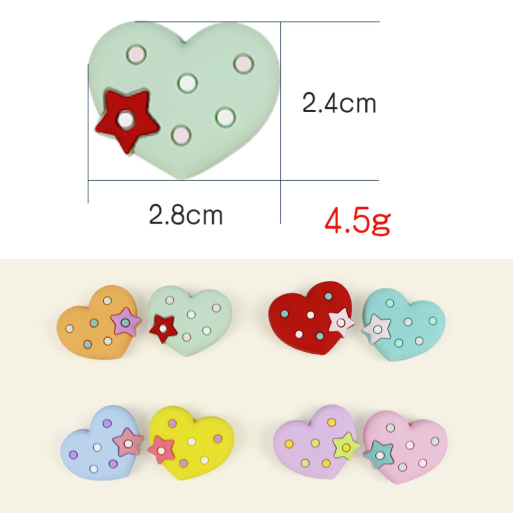 Silicone Focal Beads Pentagram Heart With Tiny Star 20pcs 5