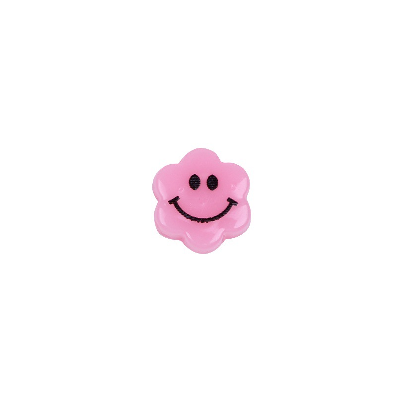 Flower Acrylic Beads 6-9mm Smiling Face Flat Pastel Mixed 100pcs 4