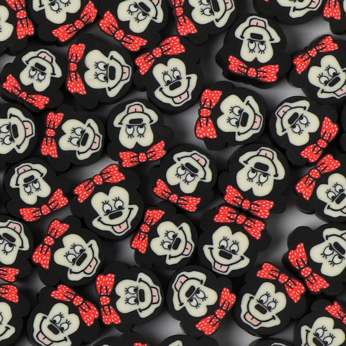 Character Flat Clay Beads 10mm Mickey Minnie Faces 100pcs 6