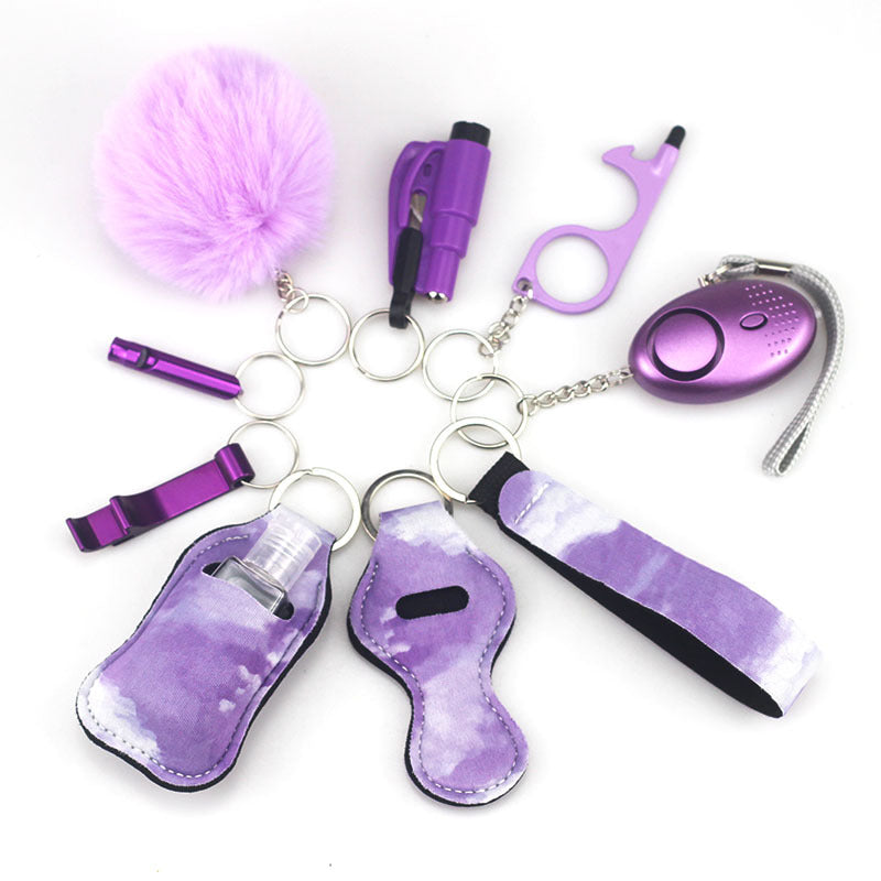 Self Defense Alarm Pompom Keychain Outdoor Safety 10 Pack 50