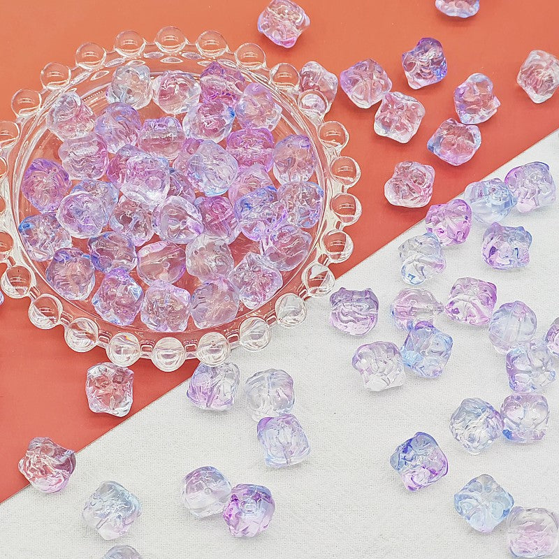 Frosted Lion Face Glass Beads 11mm Pastel Colors 25pcs 3