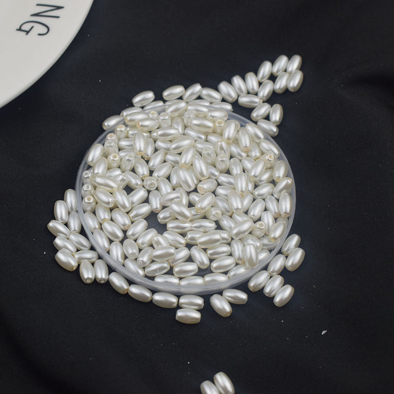 Oval Pearl Glass Beads 4x7mm 5x7mm 6x8mm Creamy Sheen Imitation 2