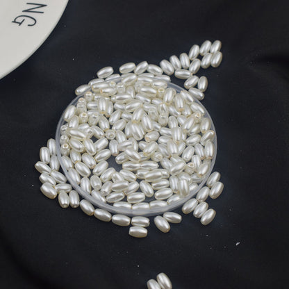 Oval Pearl Glass Beads 4x7mm 5x7mm 6x8mm Creamy Sheen Imitation 2