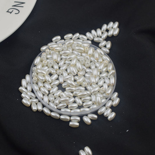 Oval Pearl Glass Beads 4x7mm 5x7mm 6x8mm Creamy Sheen Imitation 2