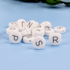 12mm Silicone Letter Beads Flat Round Alphabet Options 20pcs 2