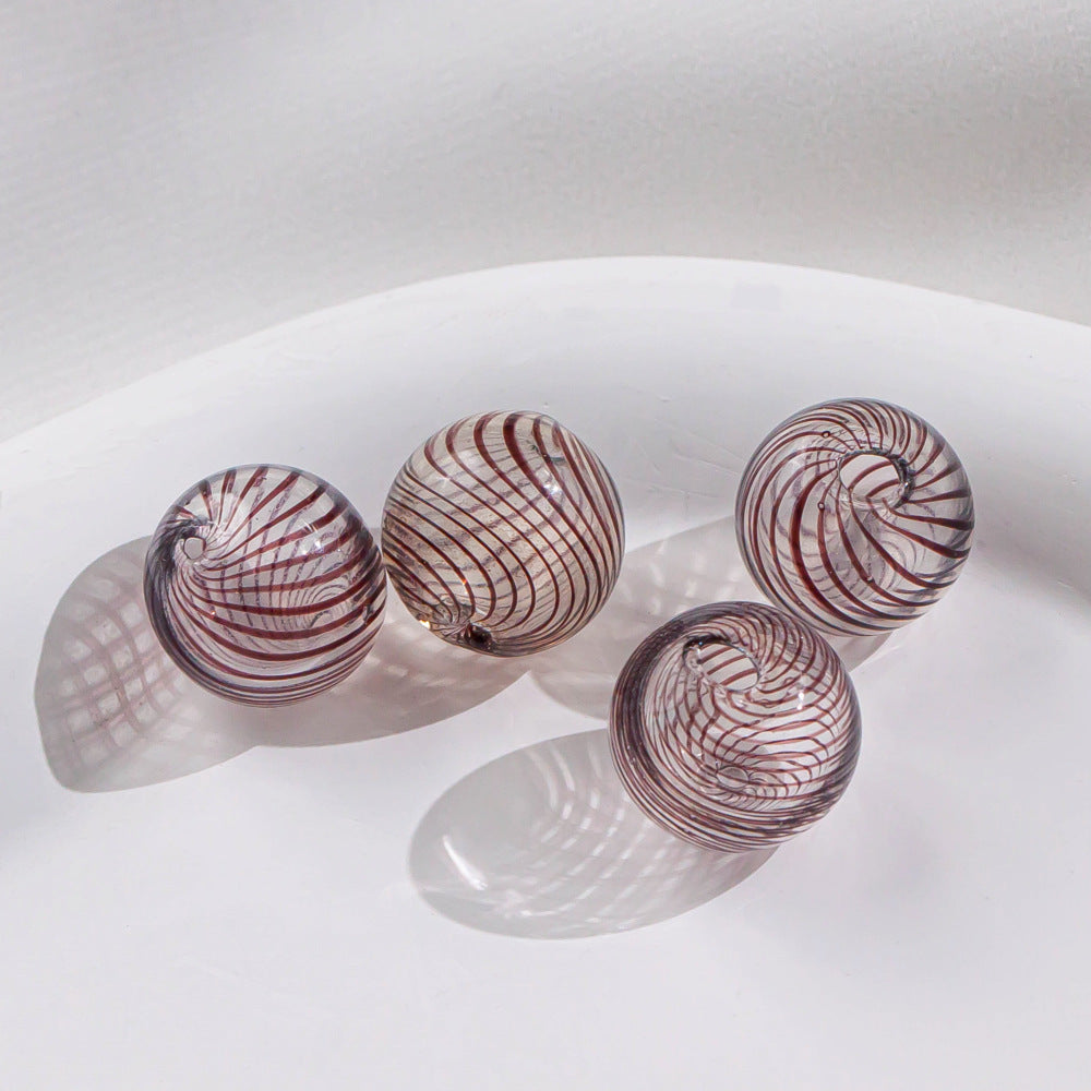 Swirl Pattern Blown Glass Beads 10-16mm Colorful Translucent 4pcs 22