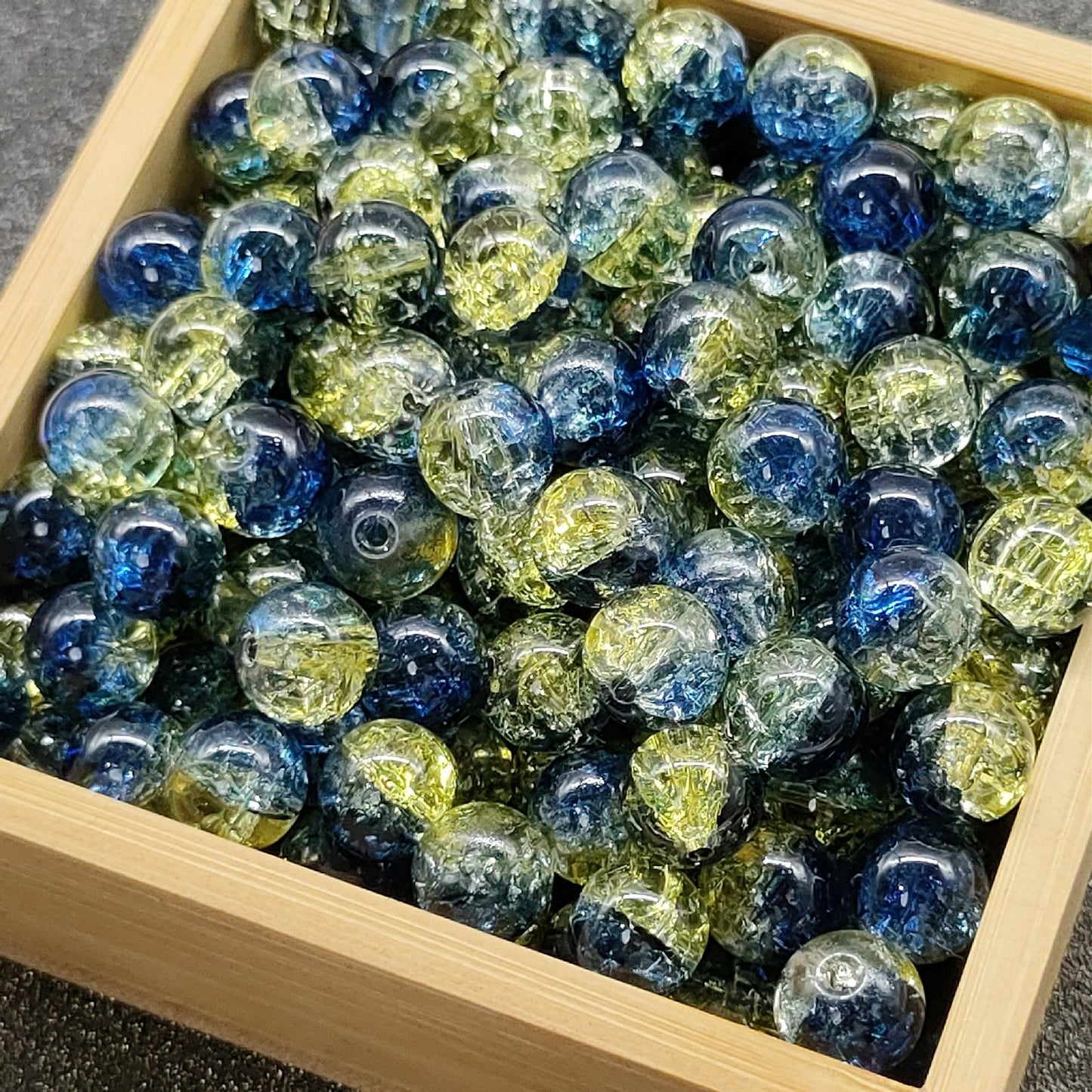 Crackle Glass Beads Round 10mm Transparent Mixed Colors 50pcs 11
