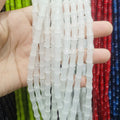 Transparent Bamboo Shape Glass Beads 6x12mm Glossy Finish 5 Strands 6