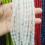 Transparent Bamboo Shape Glass Beads 6x12mm Glossy Finish 5 Strands 6
