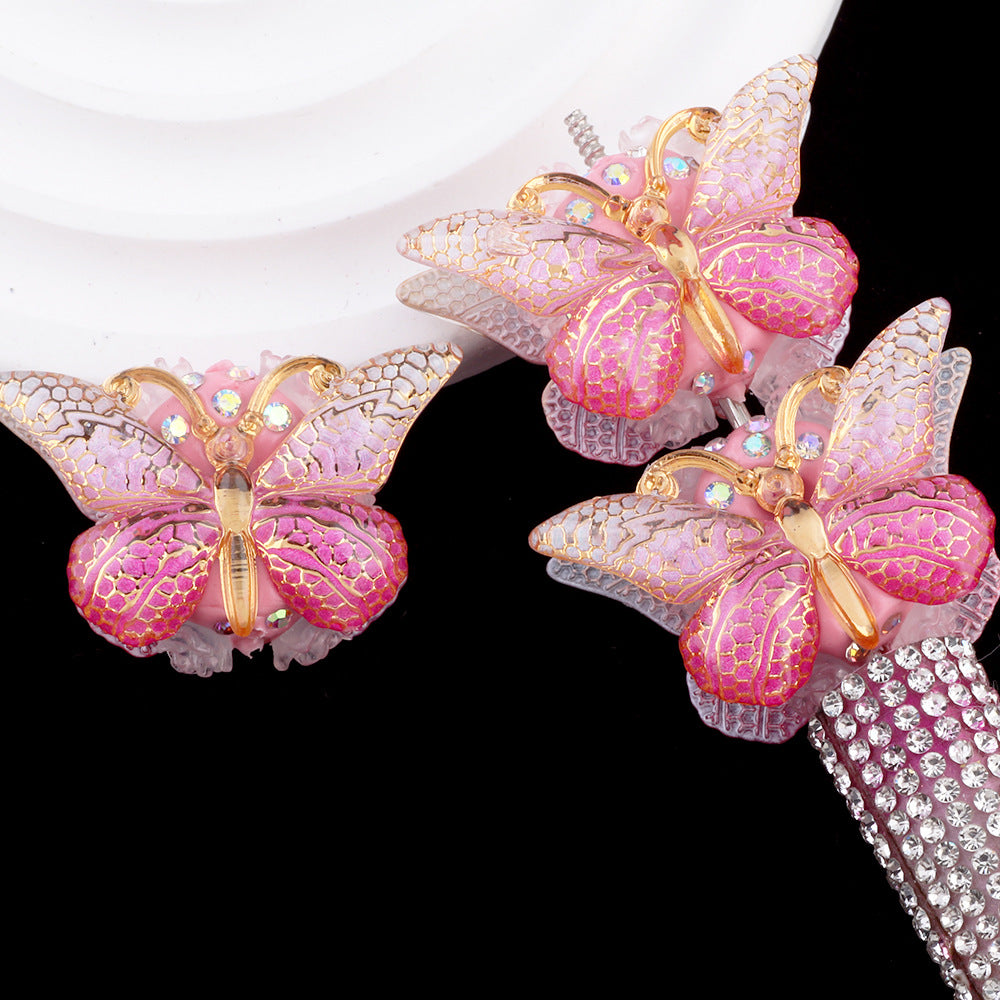 Vintage Radiant Butterfly Resin Beads 35mm Detailed Colorful 2pcs 16