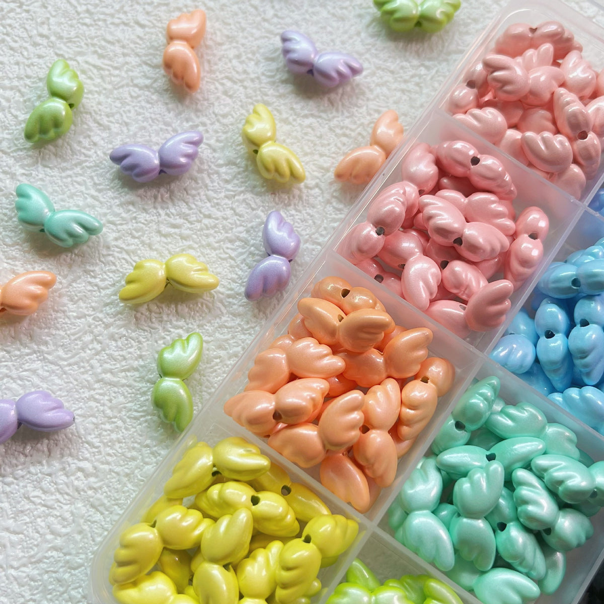 Chubby Wing Metal Beads 17mm Glossy Enamel Finish 10pcs 2