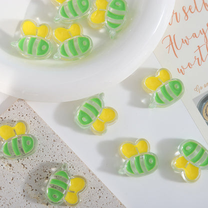 Hand Painted Bee Acrylic Beads 25mm Colorful Enamel 20pcs 3