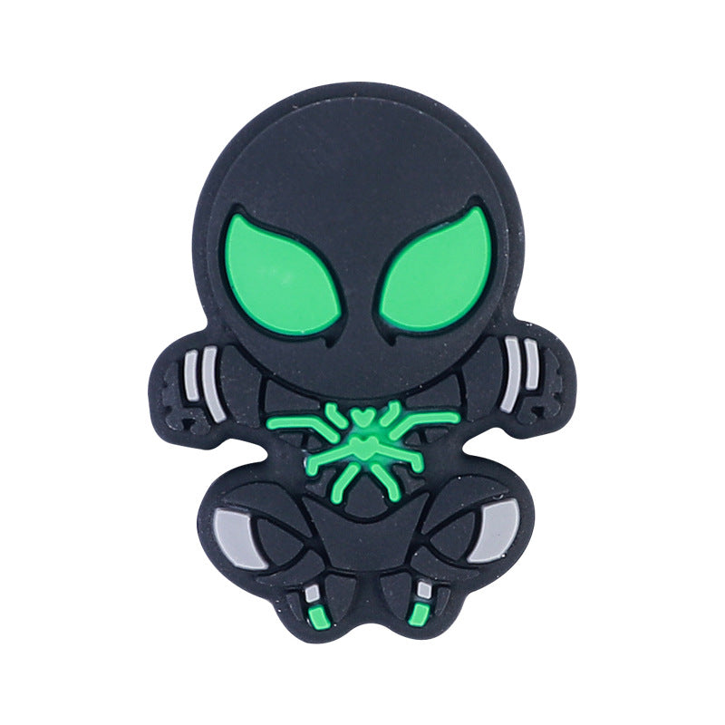 Silicone Focal Beads Spiderman Black Spider Neon Green 10pcs 5