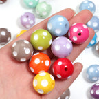 Polka Dot Bubblegum Beads 20mm Colorful Concave Resin Round 10pcs 3