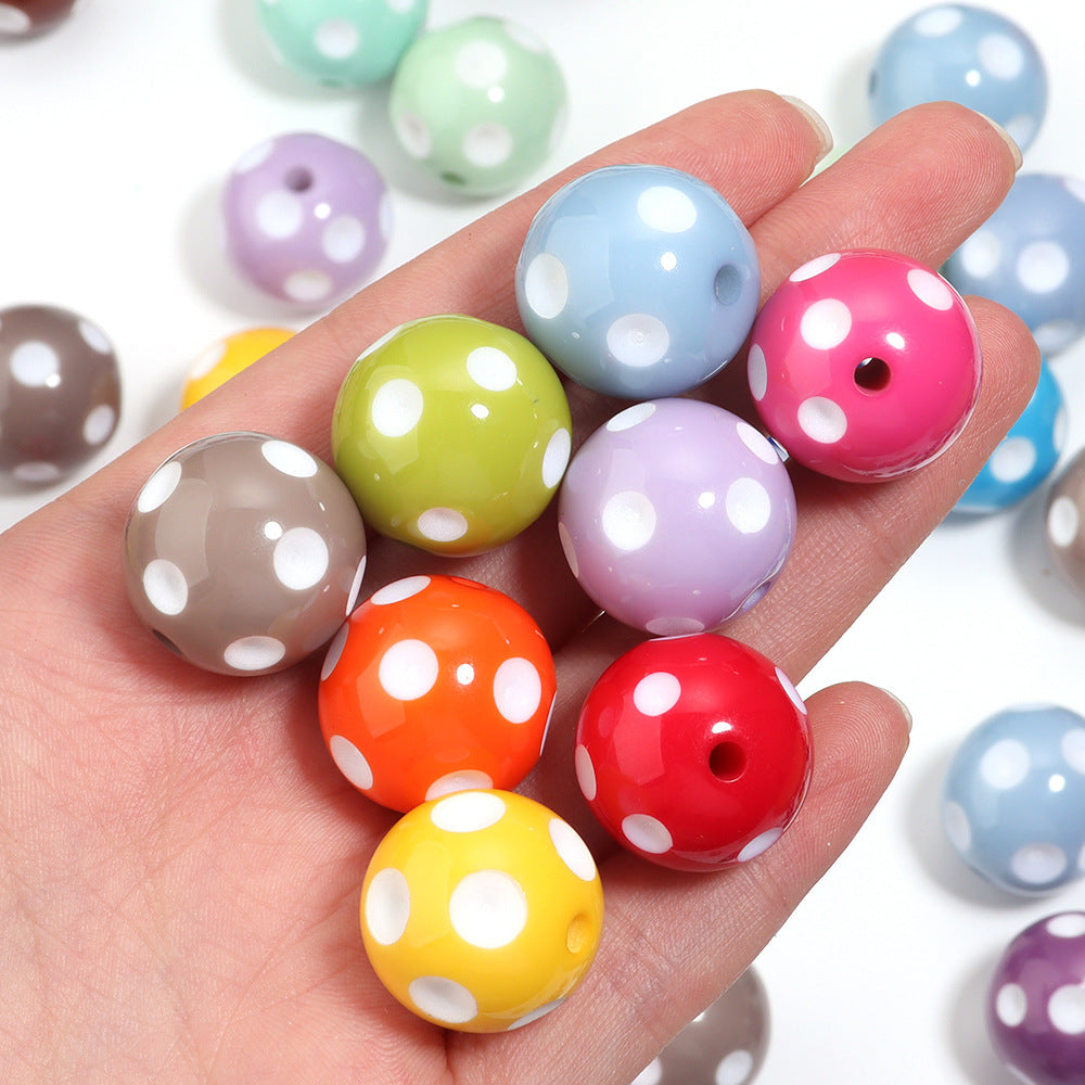 Polka Dot Bubblegum Beads 20mm Colorful Concave Resin Round 10pcs 3