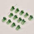 Lampwork Glass Beads 3D Bok Choy Shape Glossy Green White 20pcs
