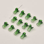 Lampwork Glass Beads 3D Bok Choy Shape Glossy Green White 20pcs