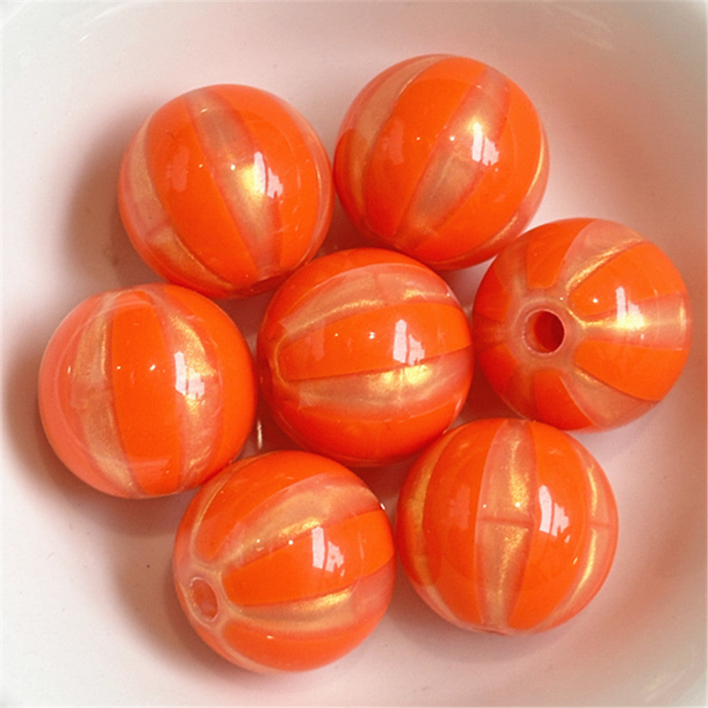 Shimmer Striped Acrylic Beads 16mm Colorful Glossy 100pcs 12