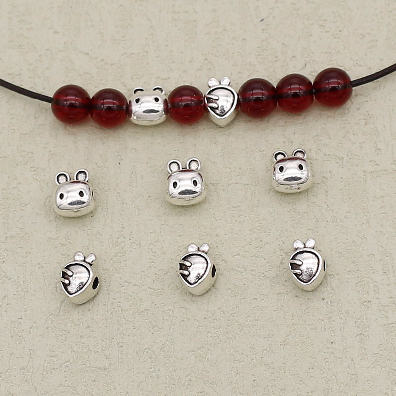 Easter Carrot and Rabbit Metal Beads 8mm Polished Silver Tone 100pcs 2