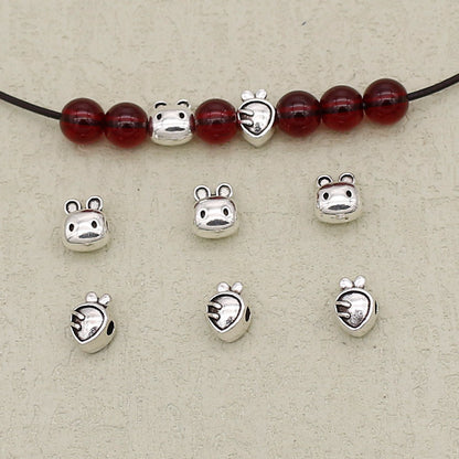 Easter Carrot and Rabbit Metal Beads 8mm Polished Silver Tone 100pcs 2