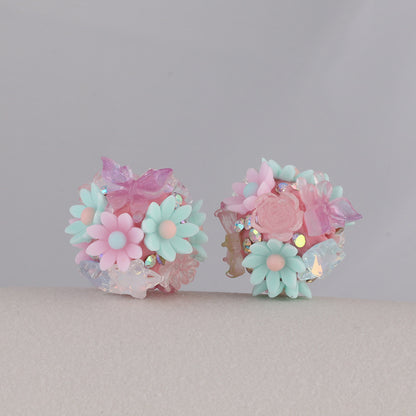 Flower Cluster Clay Beads 19mm Camellia Butterfly Bubblegum 6pcs 8