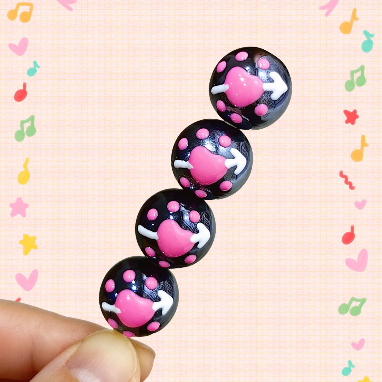 Hand Painted Starfish Acrylic Beads 16mm Christmas Cap Series 5pcs 10