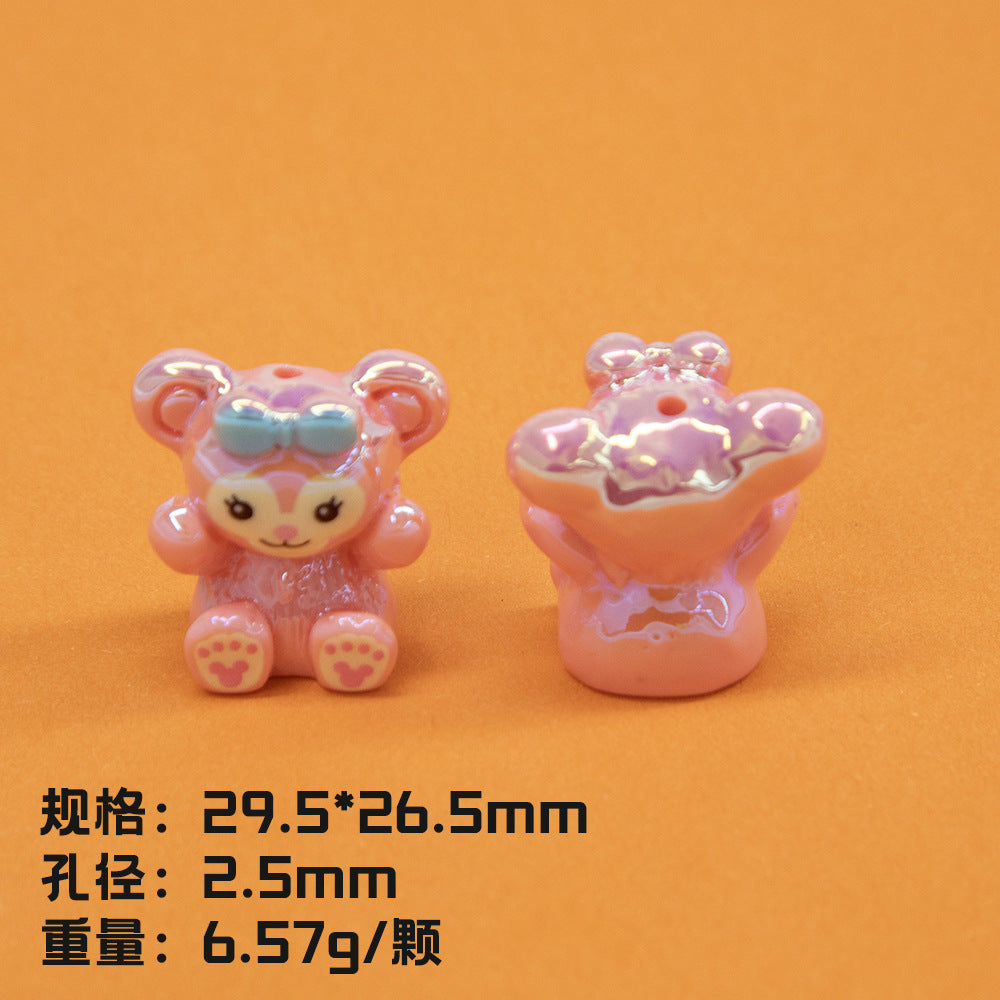 Plating 3D Animal Resin Beads Charming Glossy Disney Series 10pcs 10