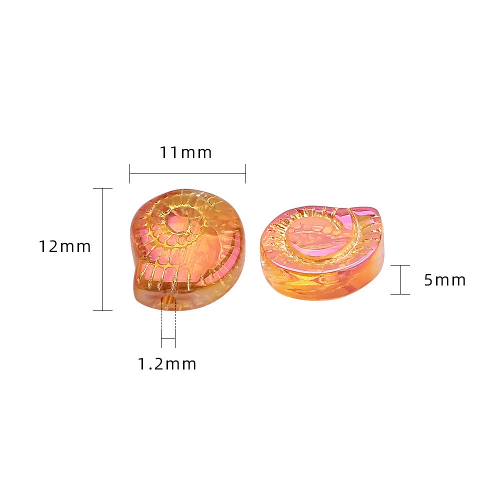 Electroplated Snail Glass Beads 12mm Transparent Iridescent 30pcs 2